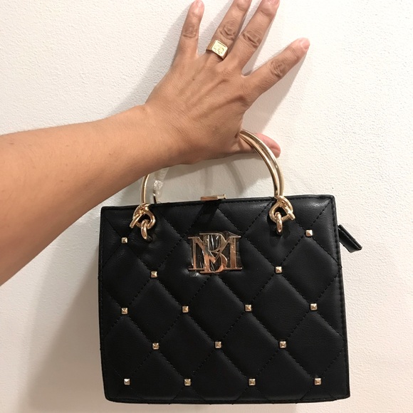 Badgley Mischka Handbags - Badgley Mishka Studio black vegan leather mini quilted handle bag. NWT.